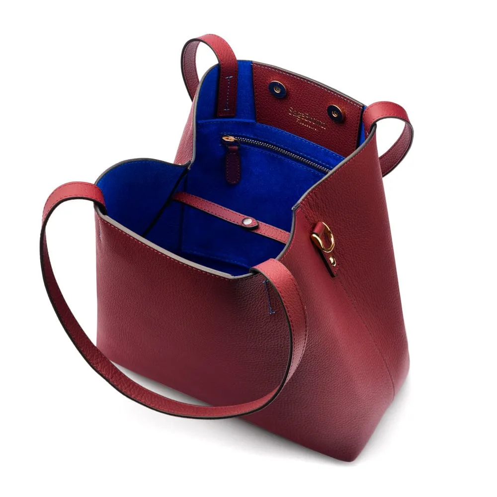Emma 2 in 1 Leather Tote Bag - Burgundy