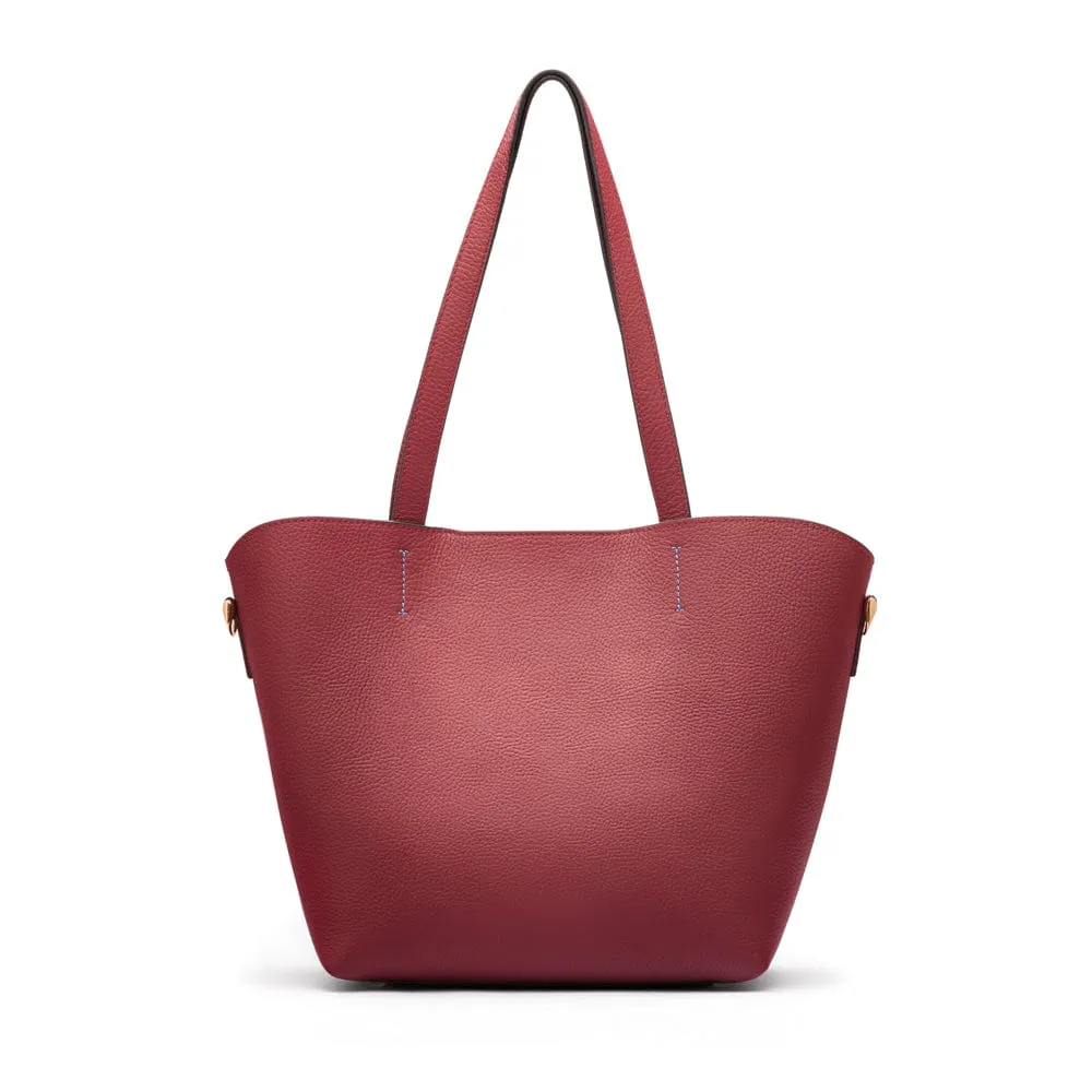 Emma 2 in 1 Leather Tote Bag - Burgundy