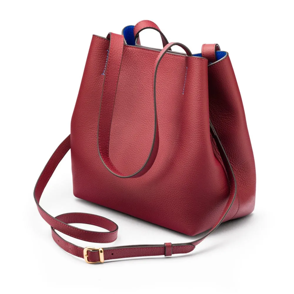 Emma 2 in 1 Leather Tote Bag - Burgundy