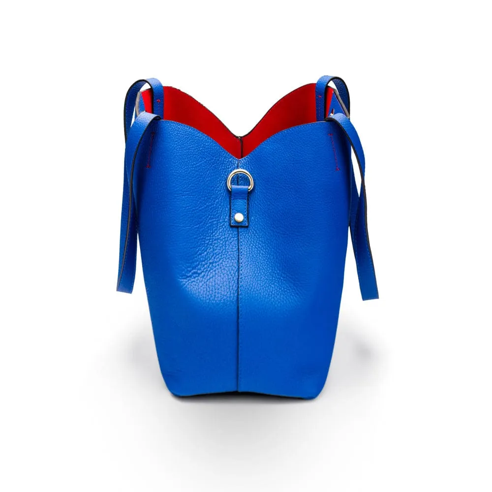Emma 2 in 1 Leather Tote Bag - Cobalt