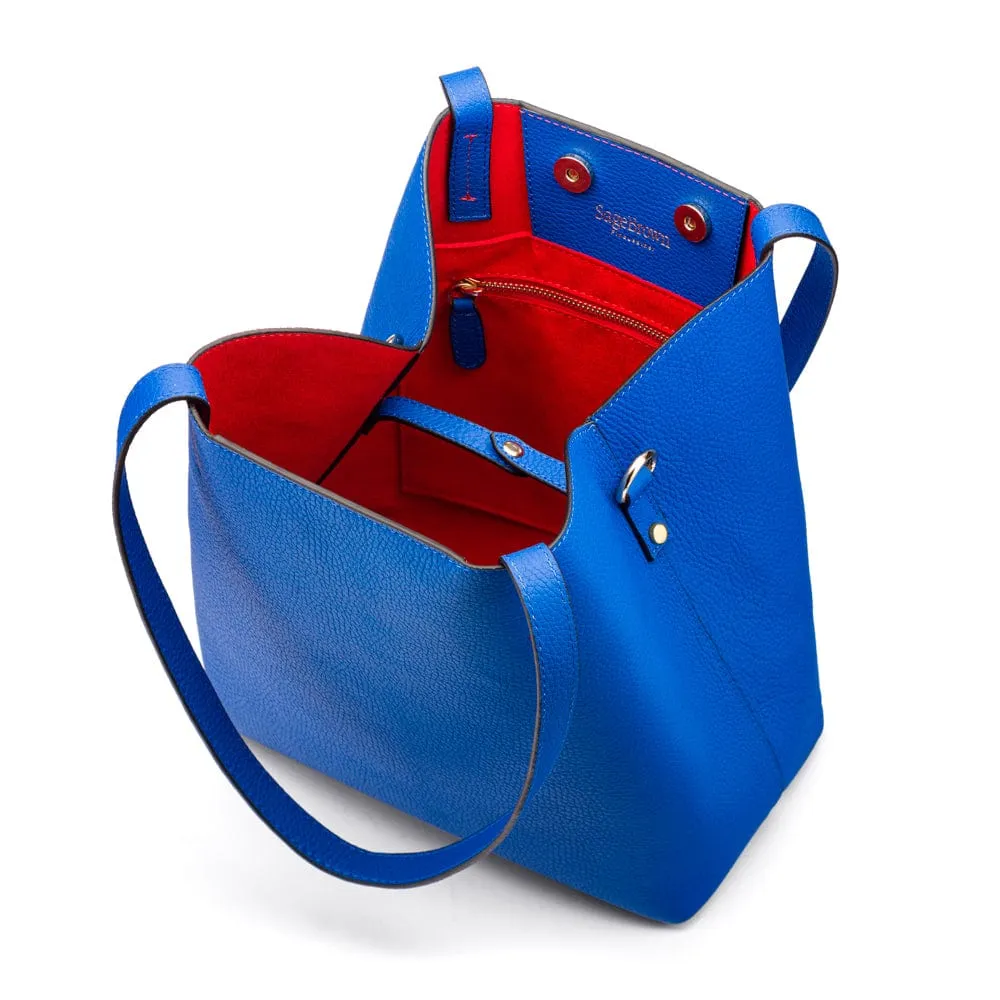Emma 2 in 1 Leather Tote Bag - Cobalt