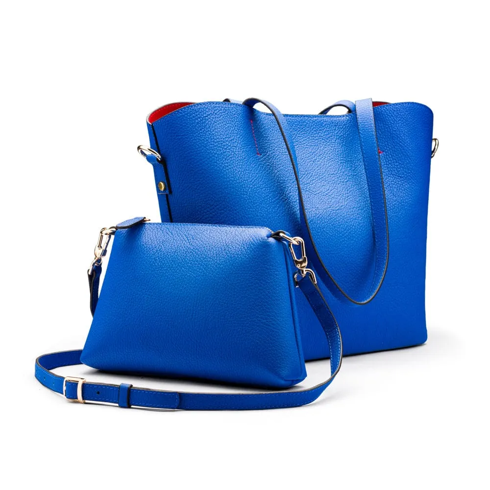 Emma 2 in 1 Leather Tote Bag - Cobalt