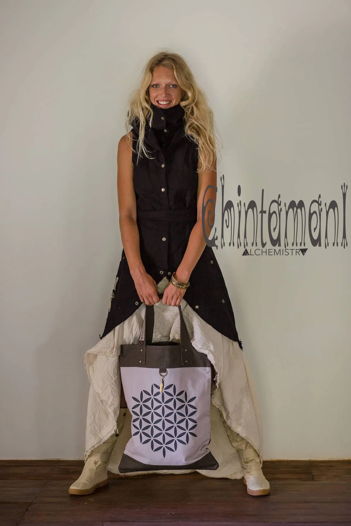 Flower Of Life Shopping Tote Bag / Reusable Market Canvas Hobo Bag