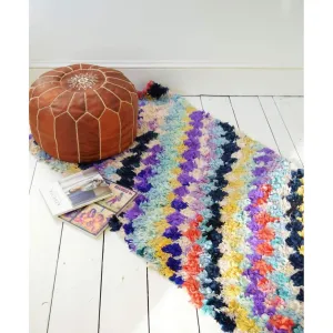 FREE SHIPPING>> Vintage Moroccan Boucherouite Rug, Beni Ouirain Rug,Moroccan Rug, Bohemian Rugs 35 x 98''