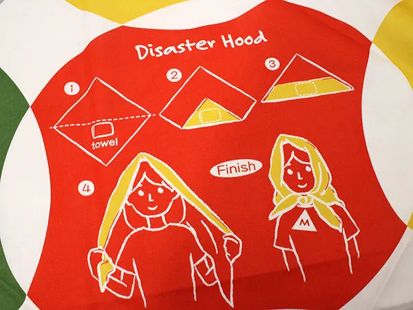 Furoshiki, Japanese Traditional Handkerchief Wrapping Cloth - Disaster Hood 15ways to tie pattern