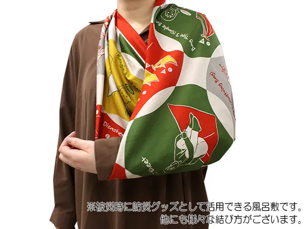 Furoshiki, Japanese Traditional Handkerchief Wrapping Cloth - Disaster Hood 15ways to tie pattern