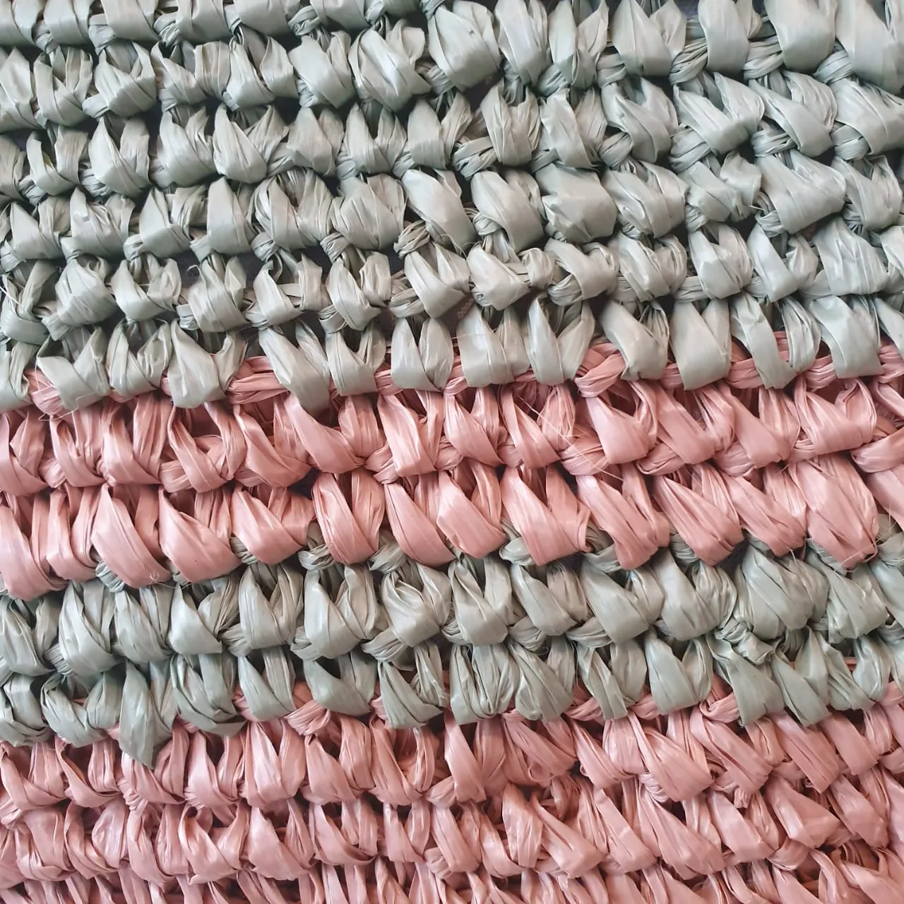 Green & Pink Woven Raffia Shoulder Bag