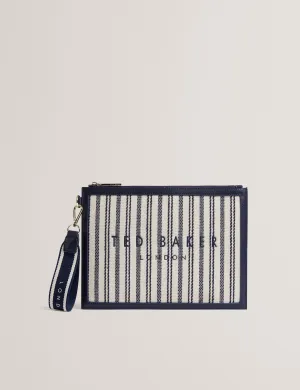 Hayss Striped Canvas Webbing Pouch Navy