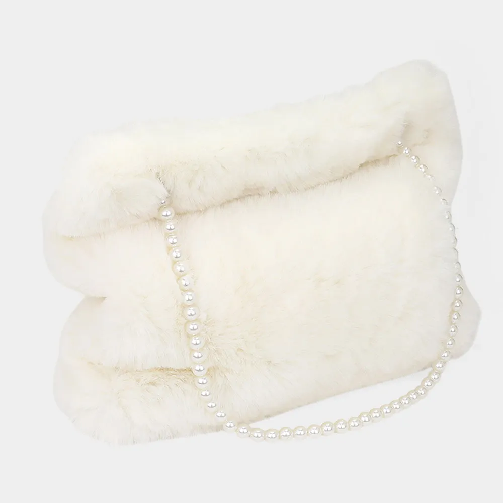 iLLASPARKZ Faux Fur Pearl Strap Tote Bag