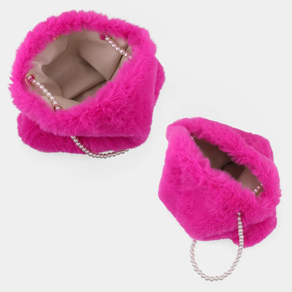 iLLASPARKZ Faux Fur Pearl Strap Tote Bag