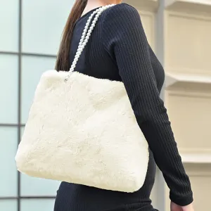 iLLASPARKZ Faux Fur Pearl Strap Tote Bag