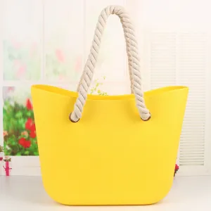 Jelly Tote Beach Bucket Bag w/ Twisted Rope Strap Simple and Modern