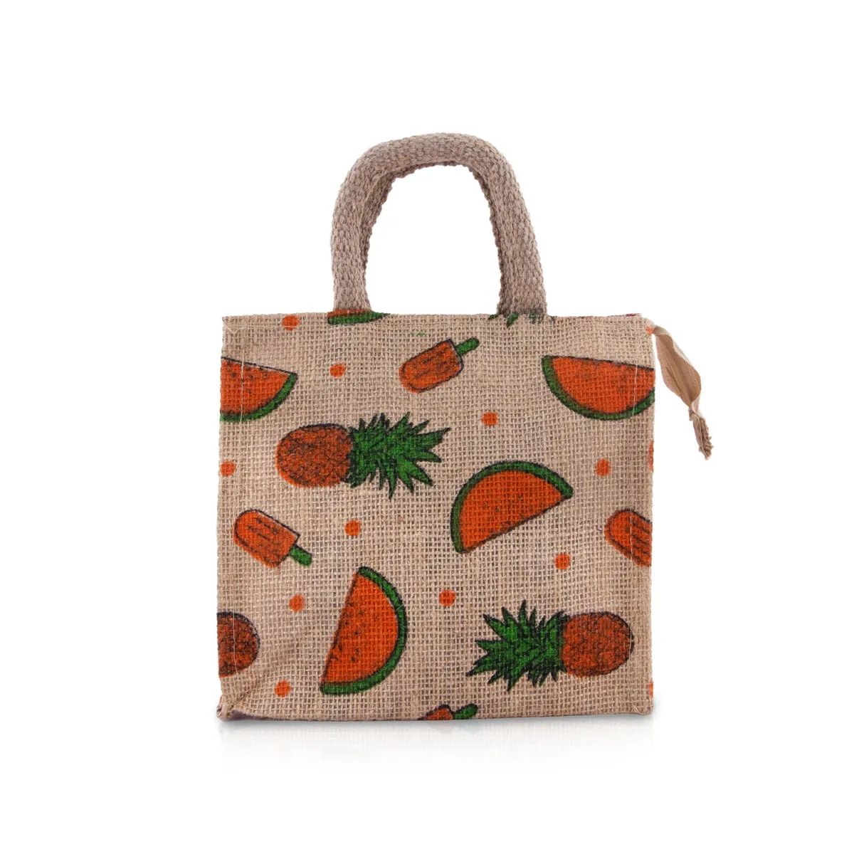 Jute Bag with Zip - 8 x 8 Inches | Jute Tote Bag/ Bag Of Jute/ Jute Bag for Lunch Box