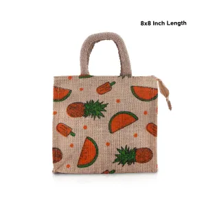 Jute Bag with Zip - 8 x 8 Inches | Jute Tote Bag/ Bag Of Jute/ Jute Bag for Lunch Box