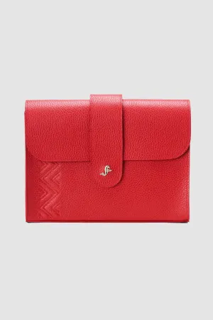 Kars leather clutch in red