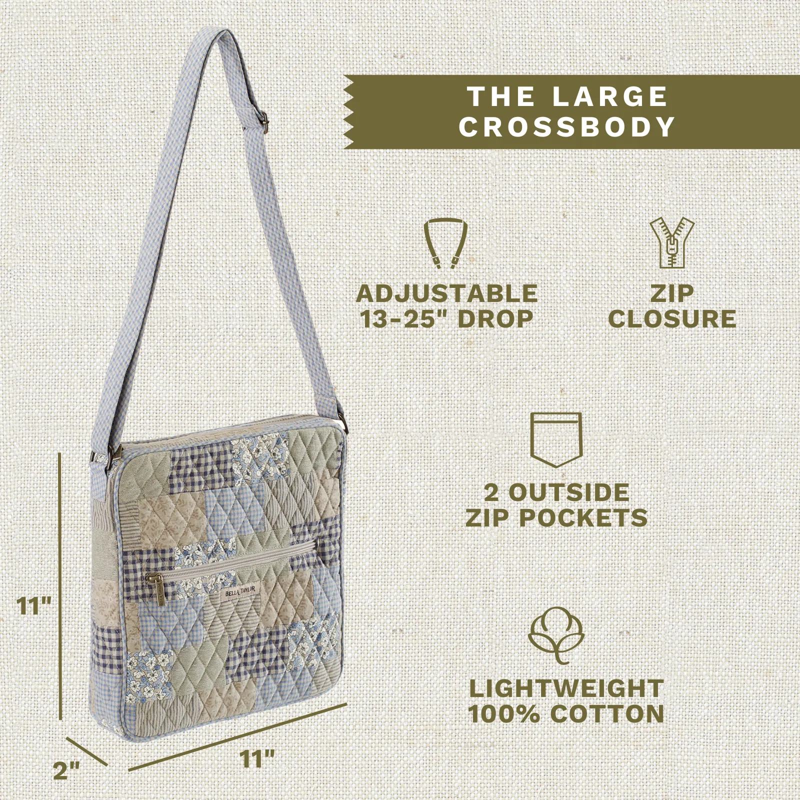 Khaki Patchwork Large Crossbody