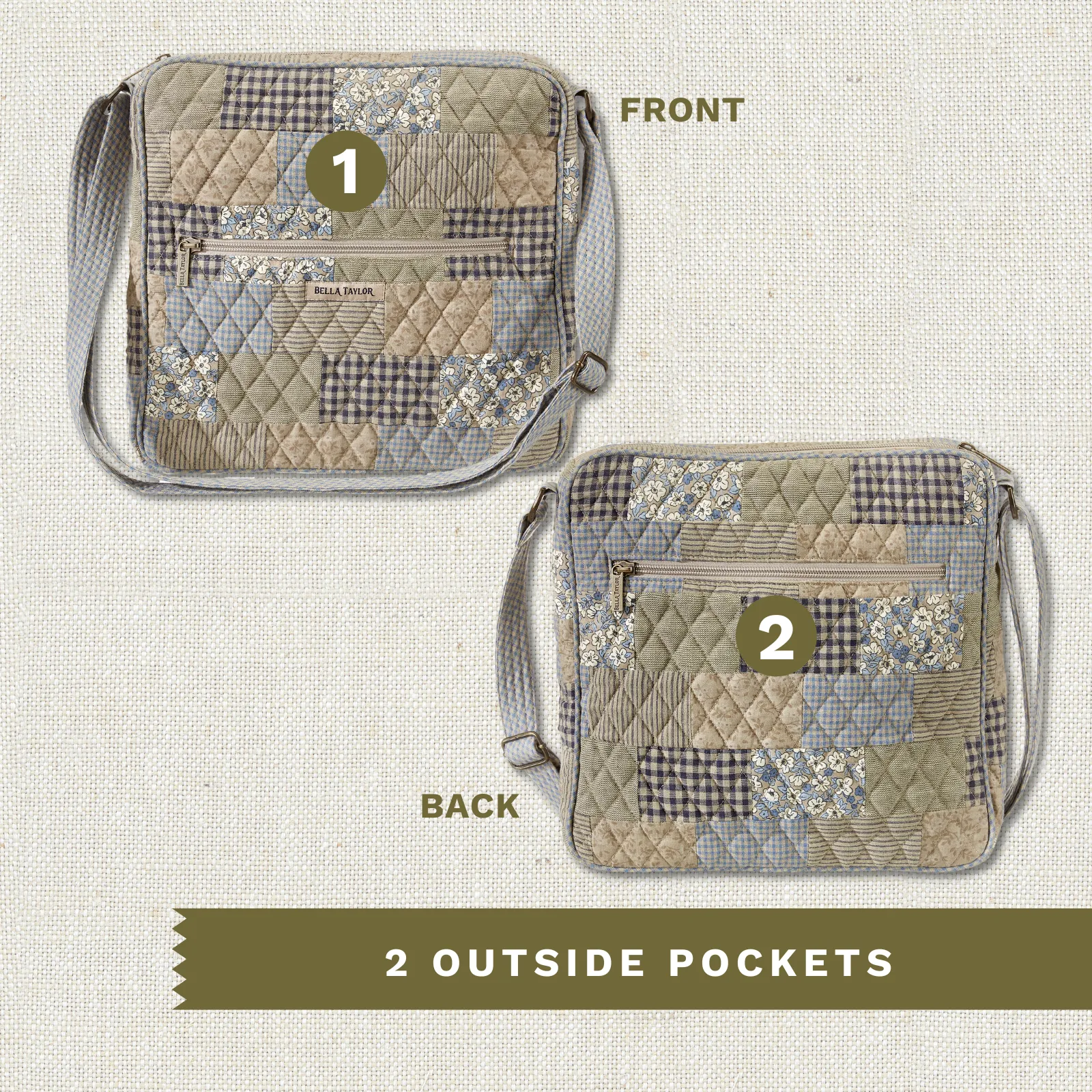 Khaki Patchwork Large Crossbody