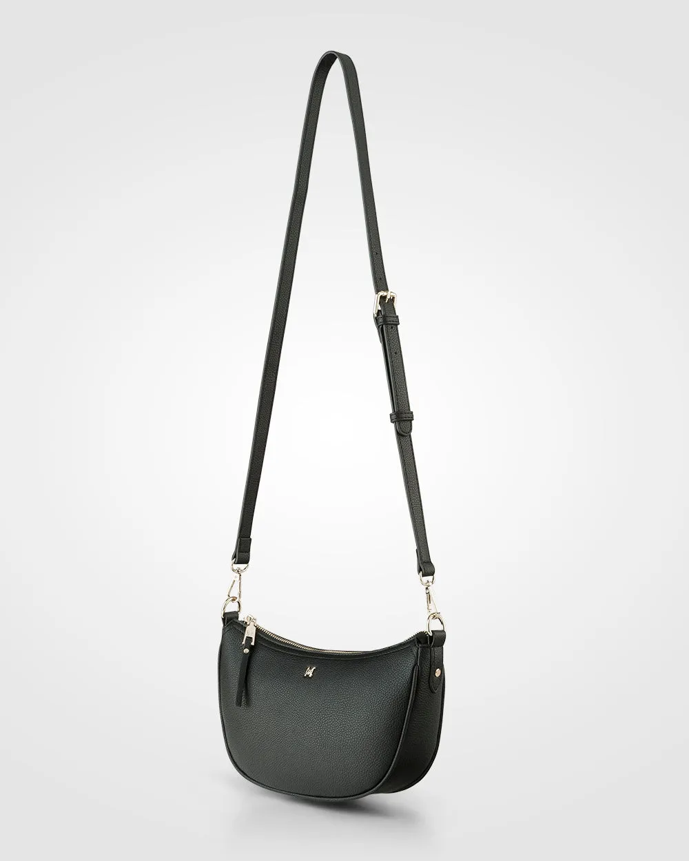 Layla Zip Top Curved Crossbody   Metallic Stripe Strap
