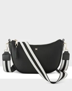 Layla Zip Top Curved Crossbody   Stripe Strap