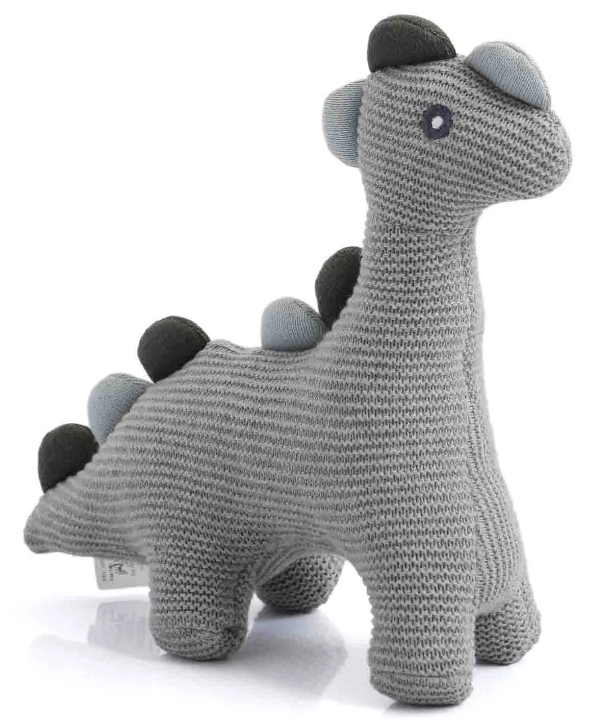 Little Dino - Light Grey Cotton Knitted Stuffed Soft Toy for Babies / Kids