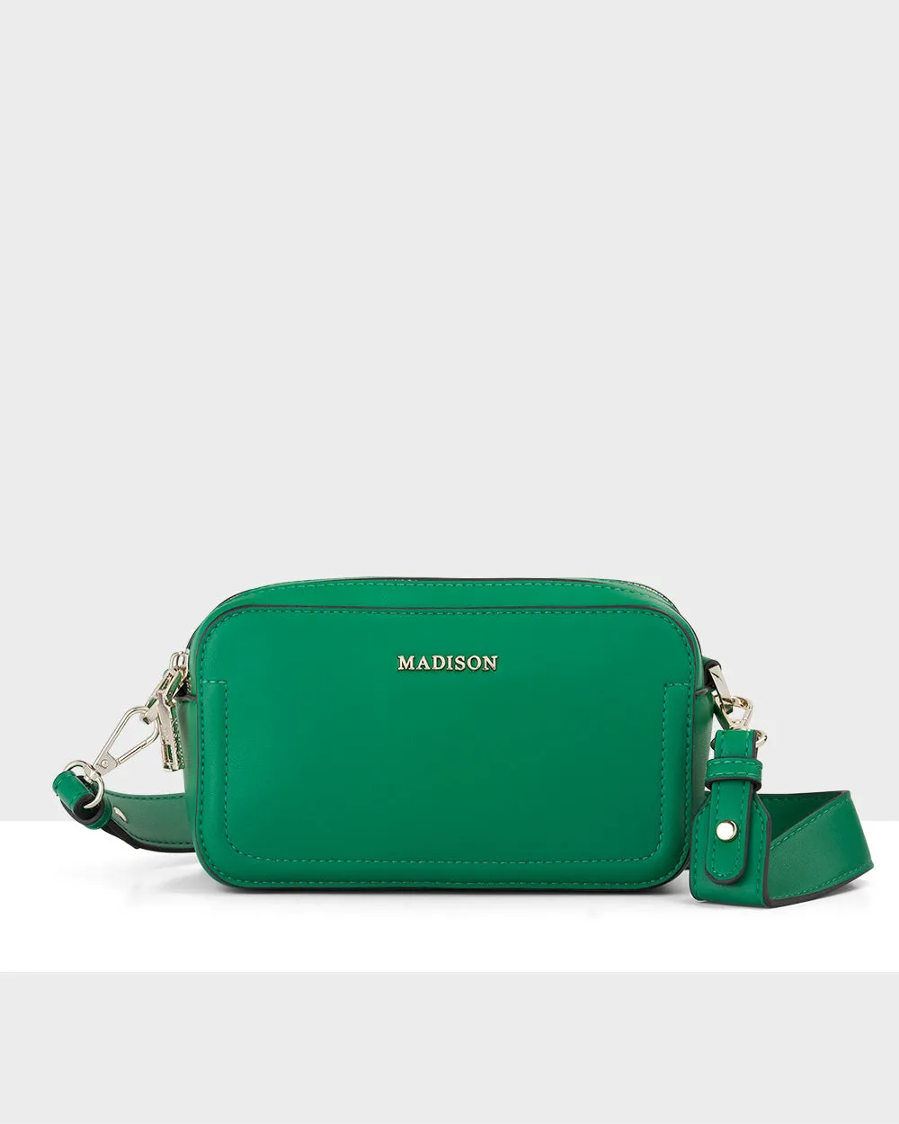 Maddie Double Zip Camera Crossbody Bag   Monogram Stripe Bag Strap