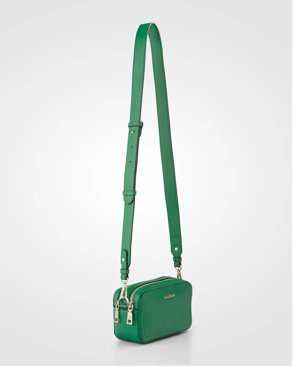 Maddie Double Zip Camera Crossbody Bag   Monogram Stripe Bag Strap
