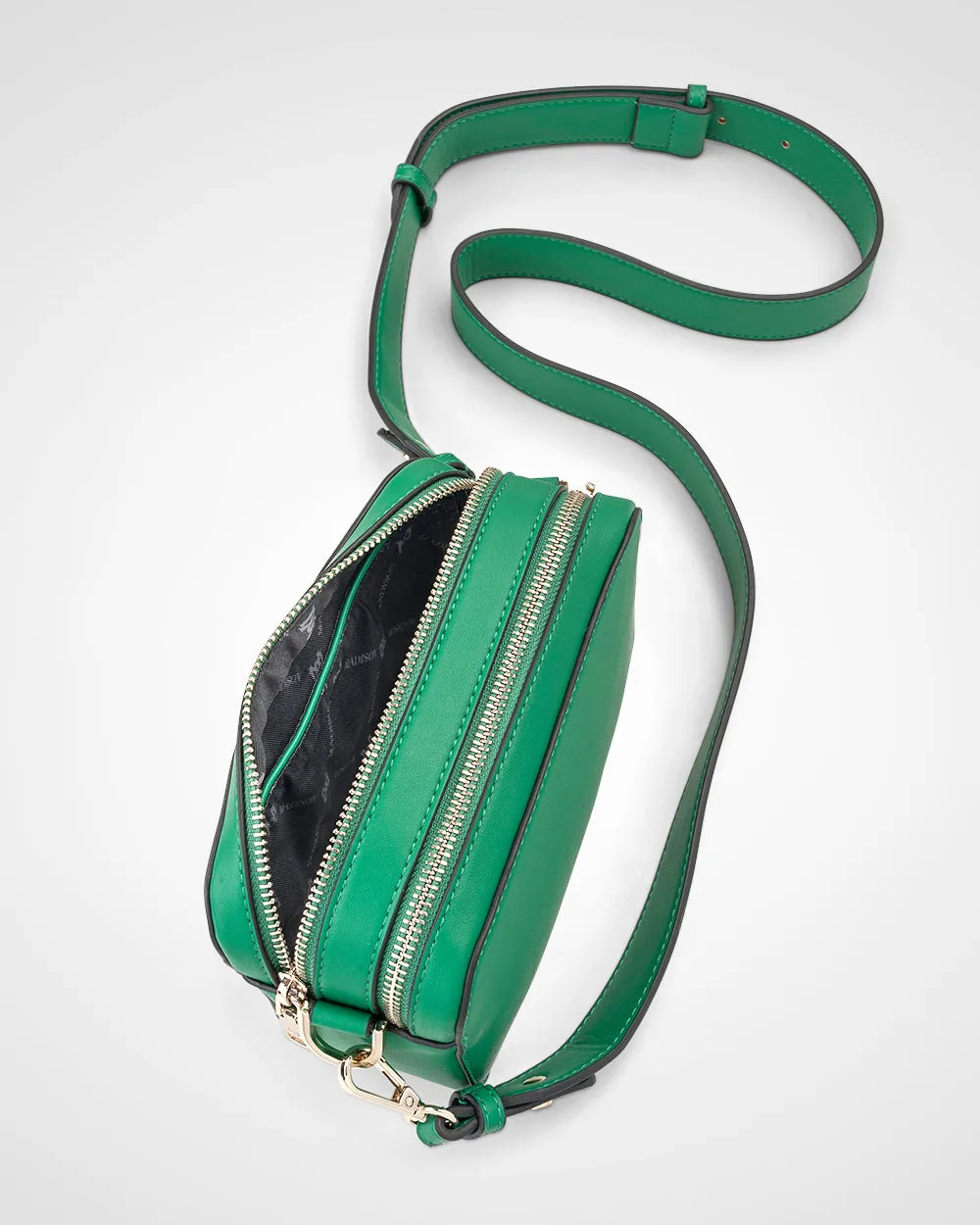 Maddie Double Zip Camera Crossbody Bag   Monogram Stripe Bag Strap
