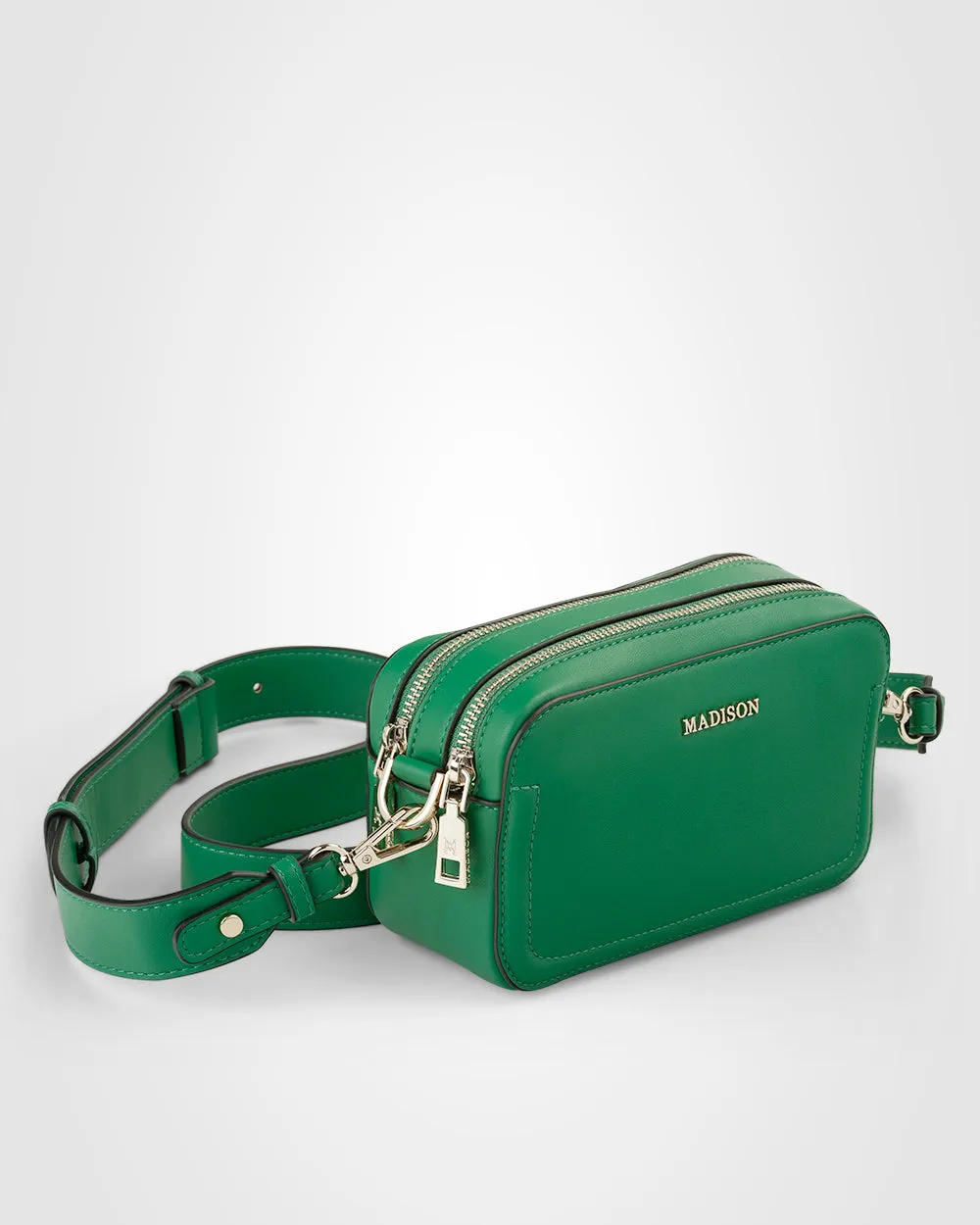 Maddie Double Zip Camera Crossbody Bag   Monogram Stripe Bag Strap