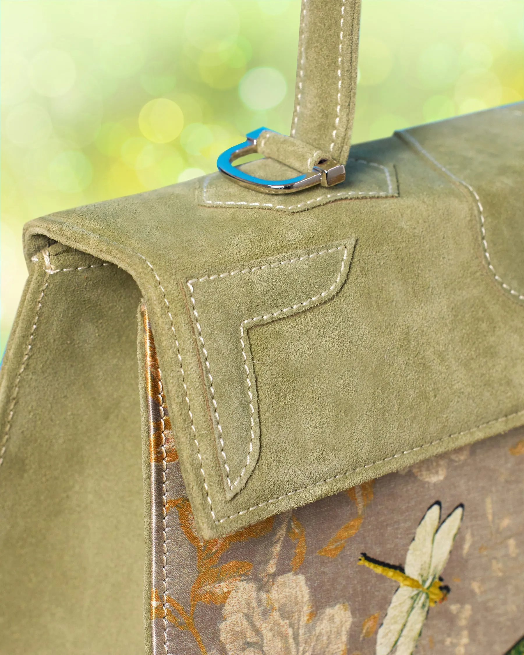 Marquise Paris Le Perdreau Top Handle Shoulder Bag in Moss Green