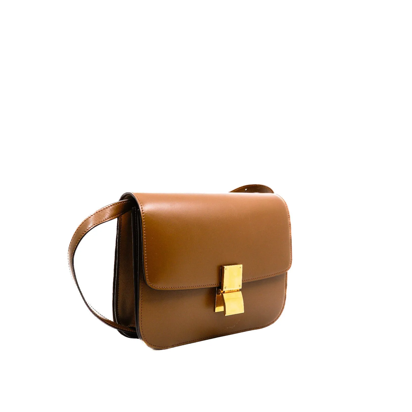 Medium Camel Classic Box In Calfskin Leather Bag GHW