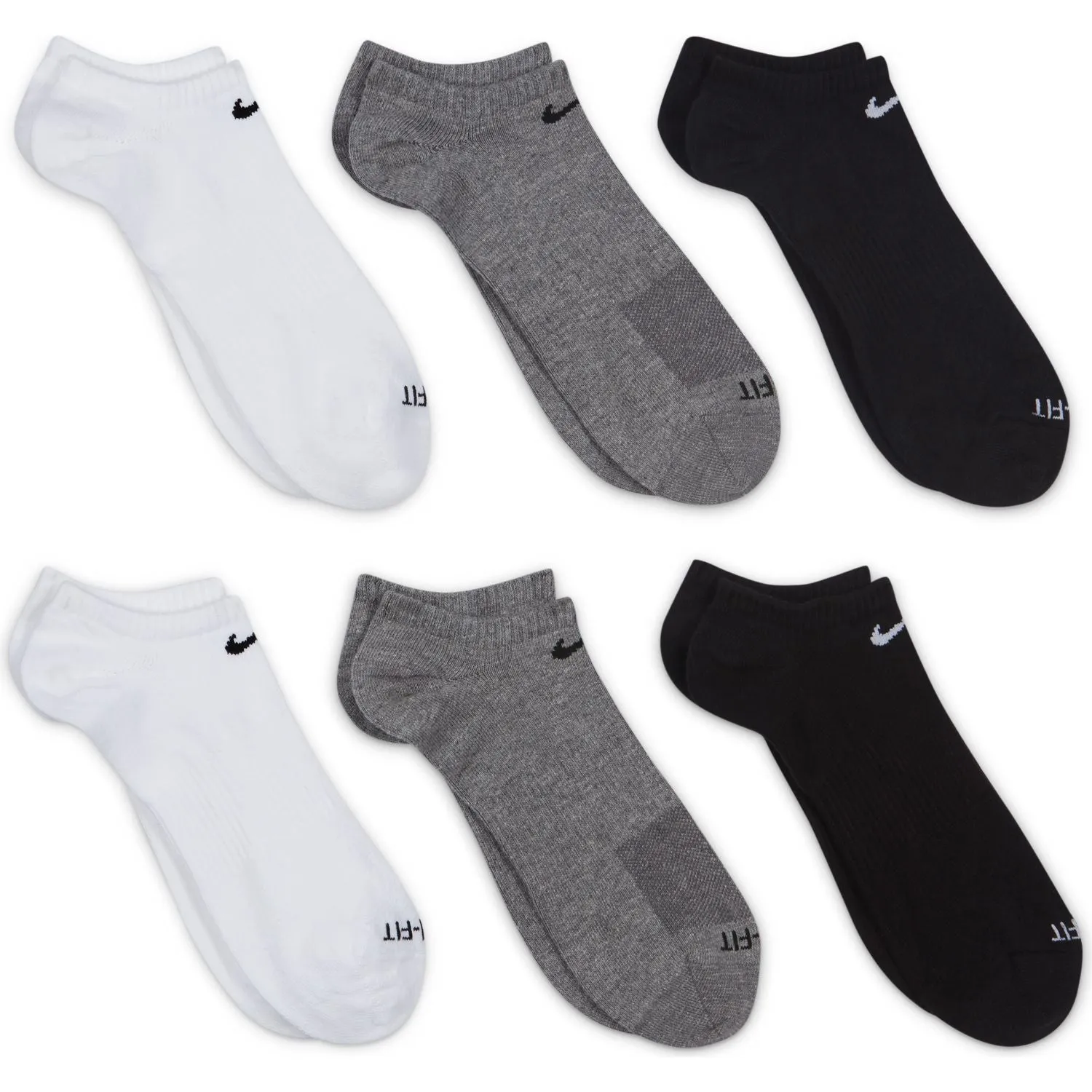 Men's 6 Pairs Lightweight Everyday No Show Training Socks Plus Nike