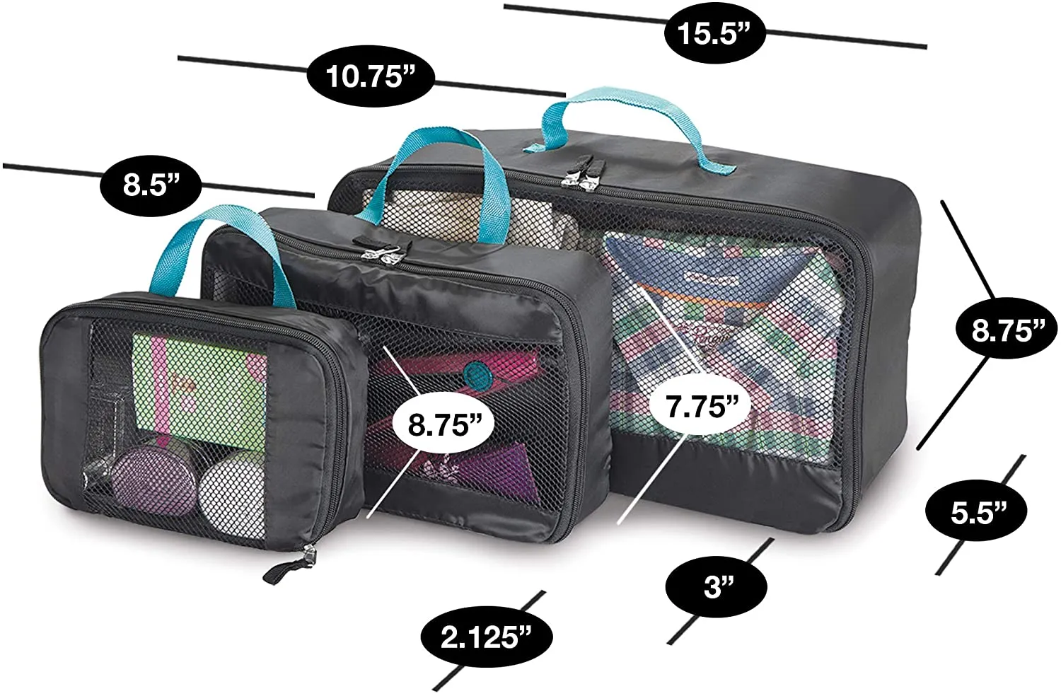 Mesh Travel Bags Set of 3