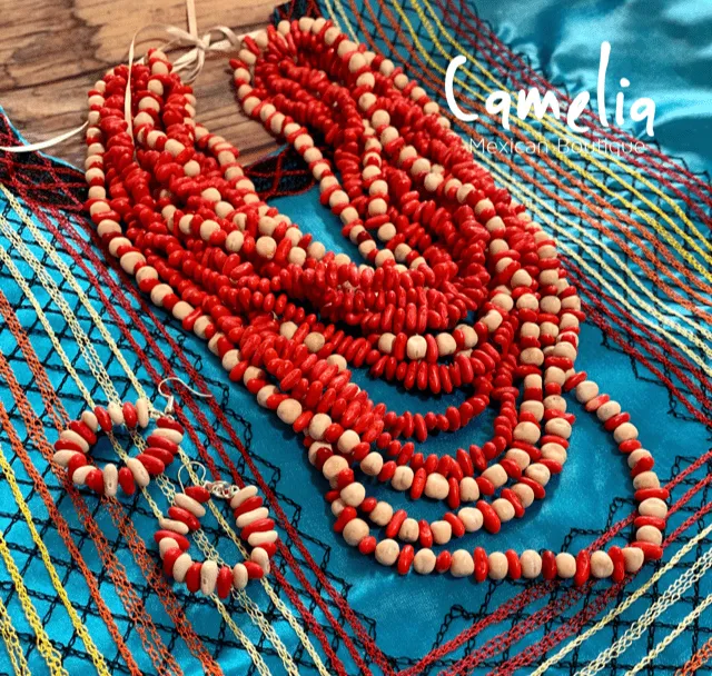 Mexican Seed Necklace Multi Strand Set