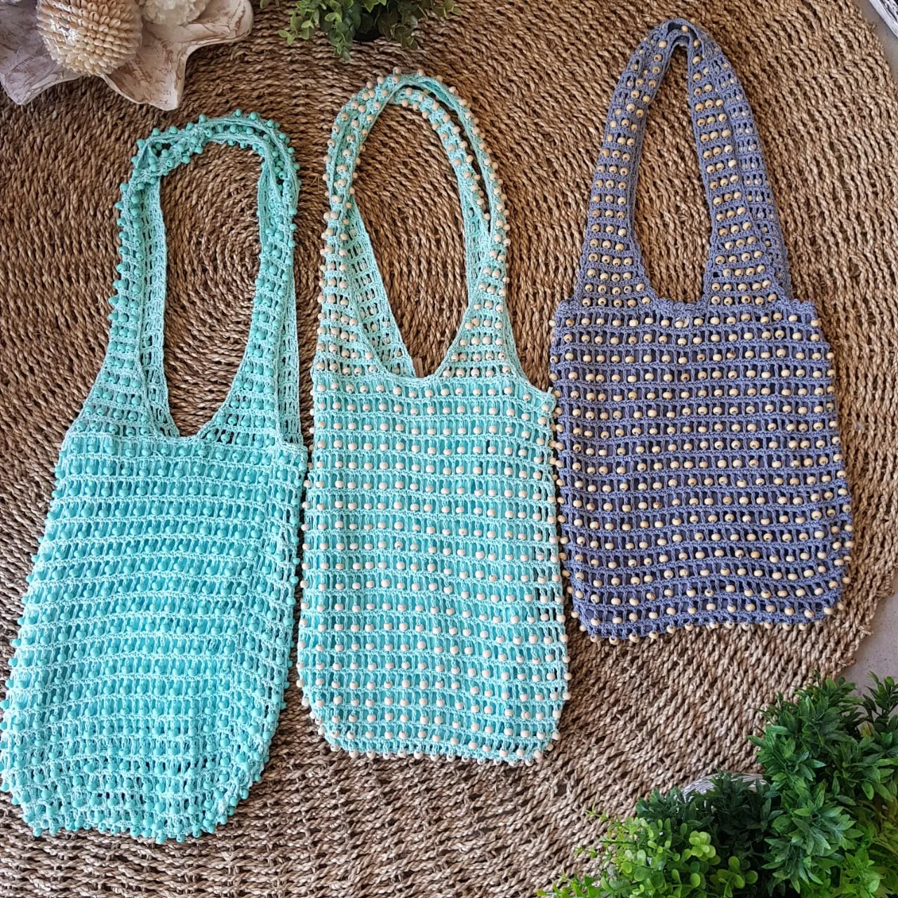 Multi Color Woven Cotton & Bead Macrame Sling Bags