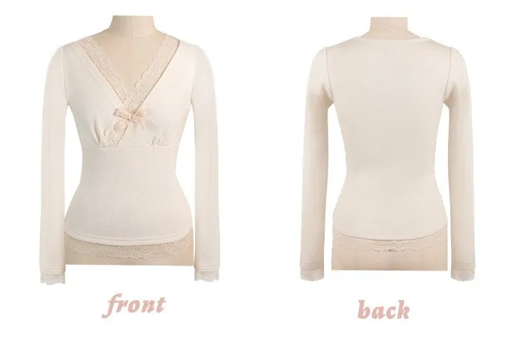 [Mummy Cat] My Spoiled Angel Lace Bow Knitted Top