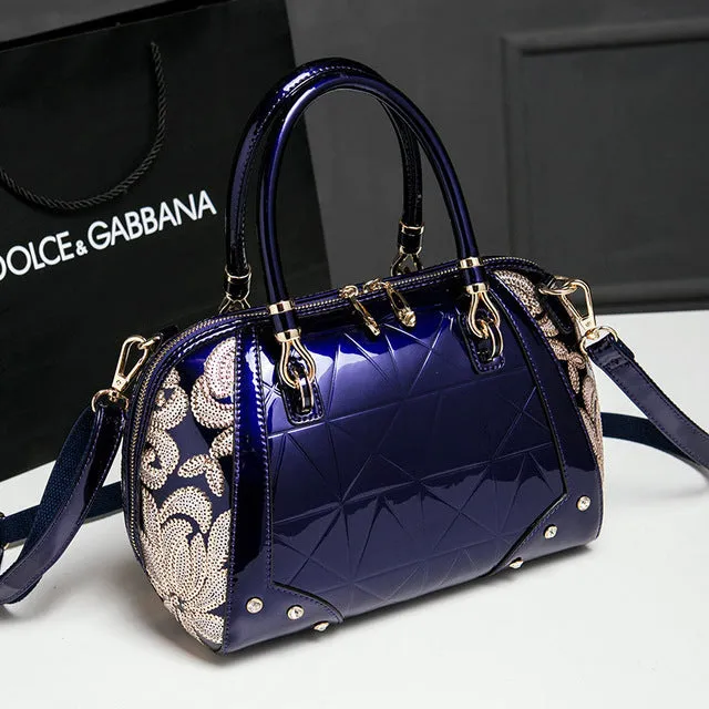 New luxury handbag women bag designer top quality patent leather ladies evening bags business messenger bag boston shoulder