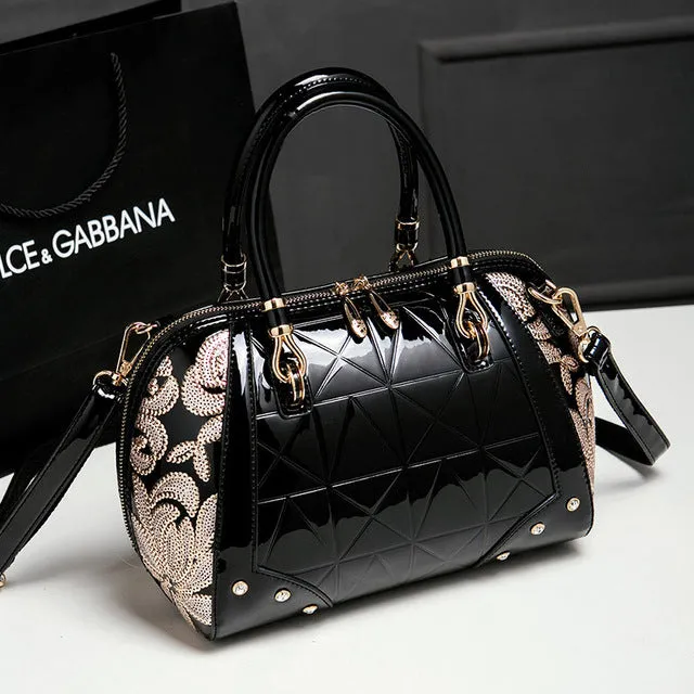 New luxury handbag women bag designer top quality patent leather ladies evening bags business messenger bag boston shoulder