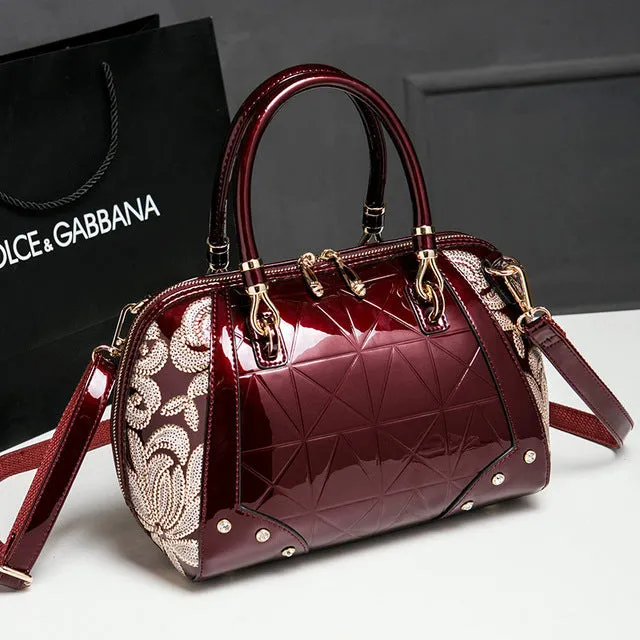 New luxury handbag women bag designer top quality patent leather ladies evening bags business messenger bag boston shoulder