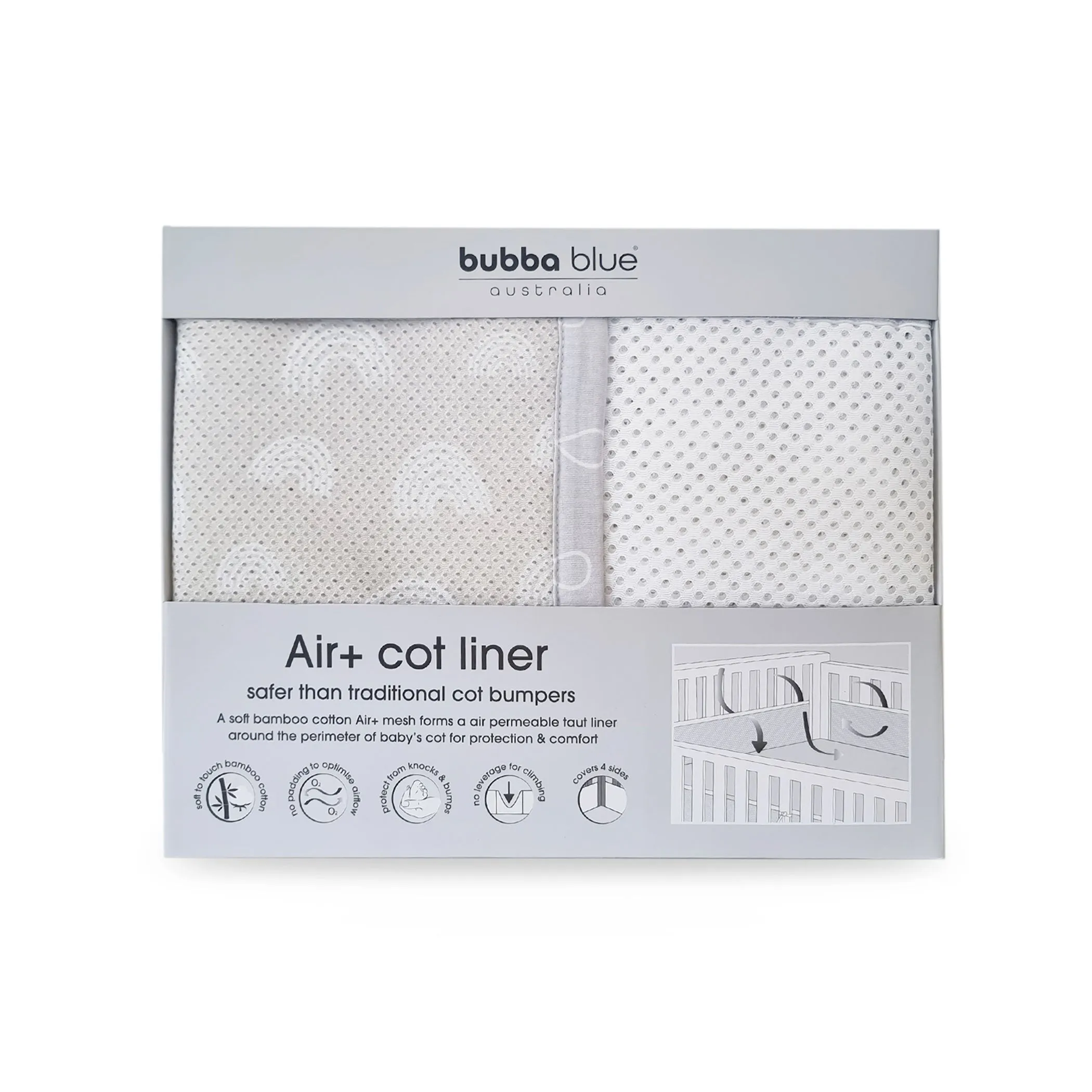 Nordic Breathe Easy® Air  Cot Liner Grey/Sand