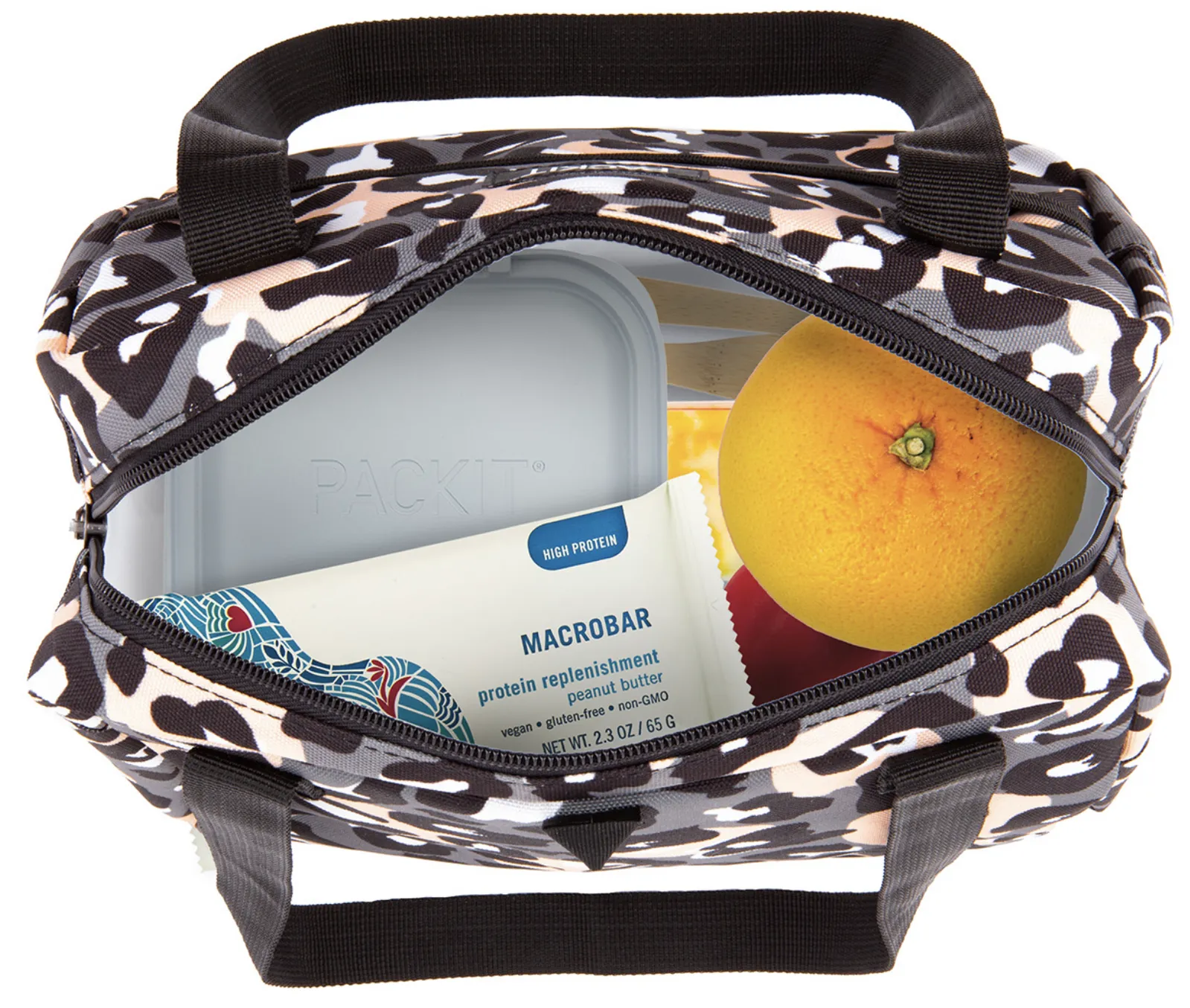 PACKIT Freezable Ice Lunch Bag Tote Food Storage Camping Travel Tiger - Wild Leopard