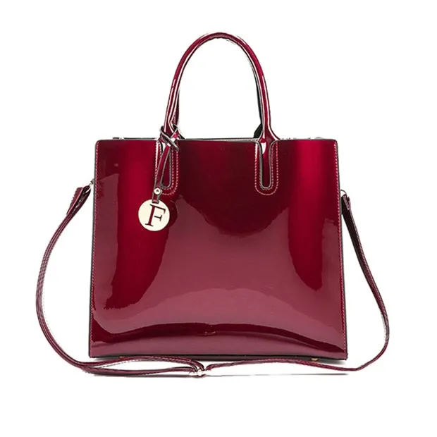 Patent faux leather Handbag Set