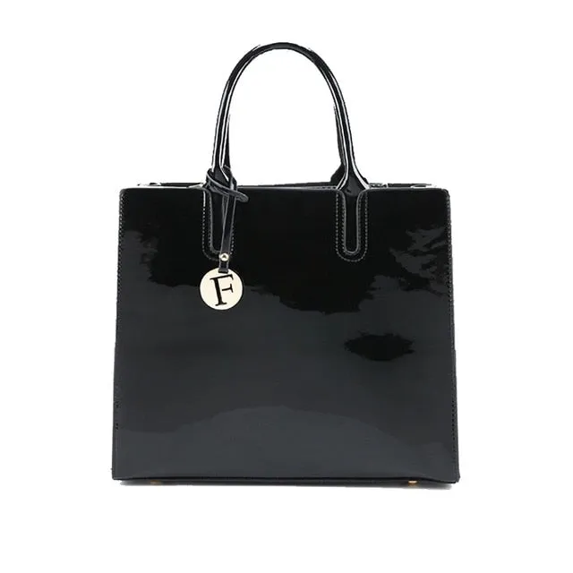 Patent faux leather Handbag Set