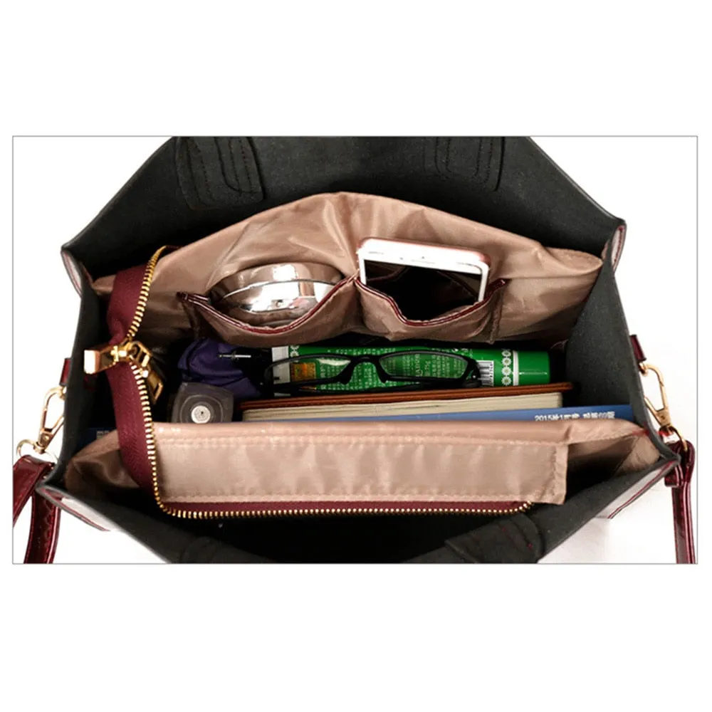 Patent faux leather Handbag Set