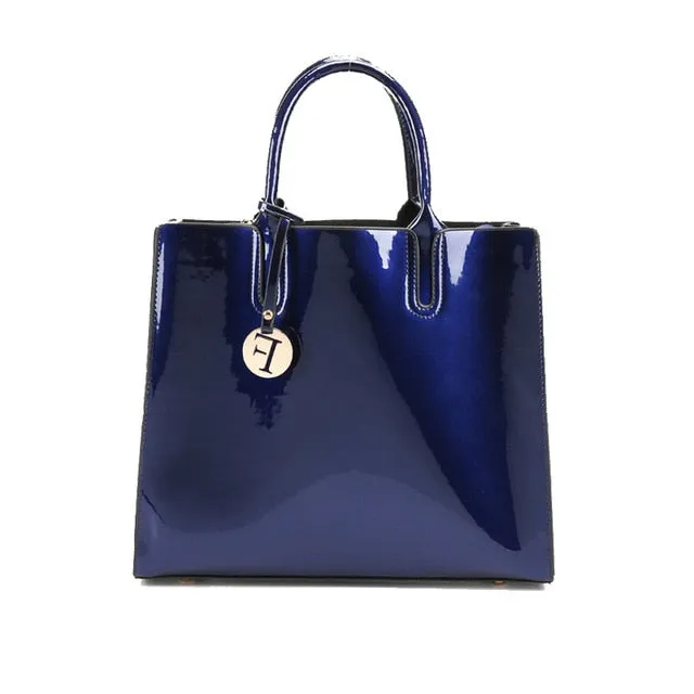 Patent faux leather Handbag Set
