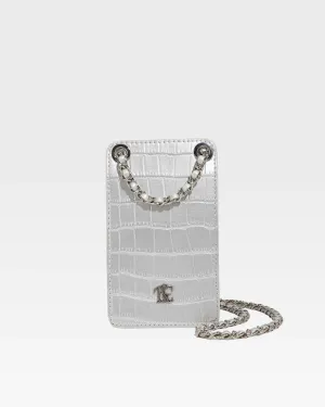Phone Messenger Bag in Silver