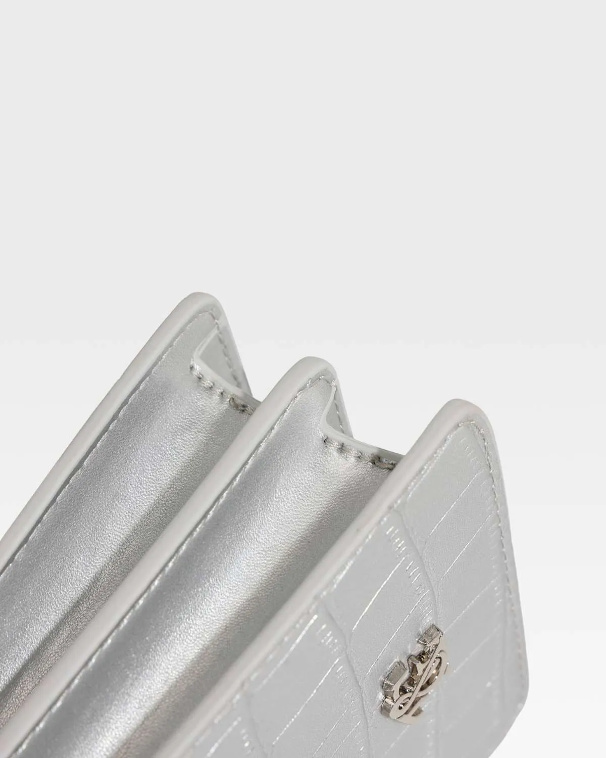 Phone Messenger Bag in Silver