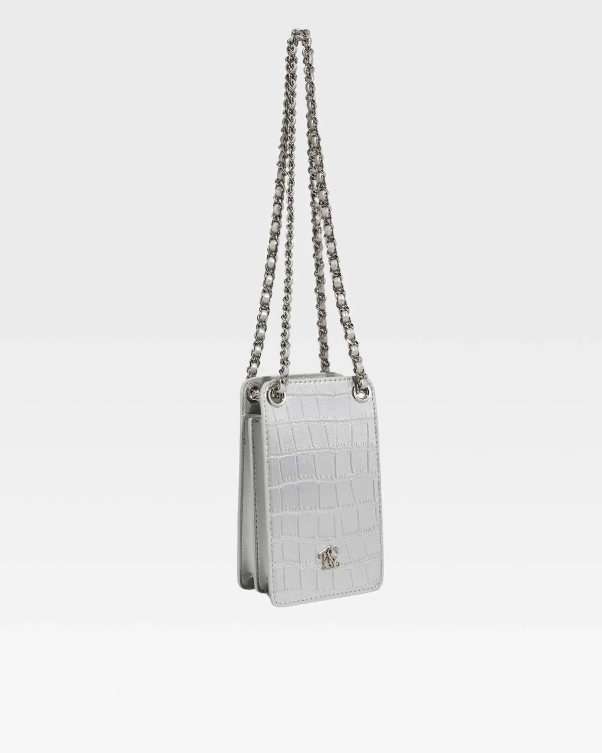 Phone Messenger Bag in Silver