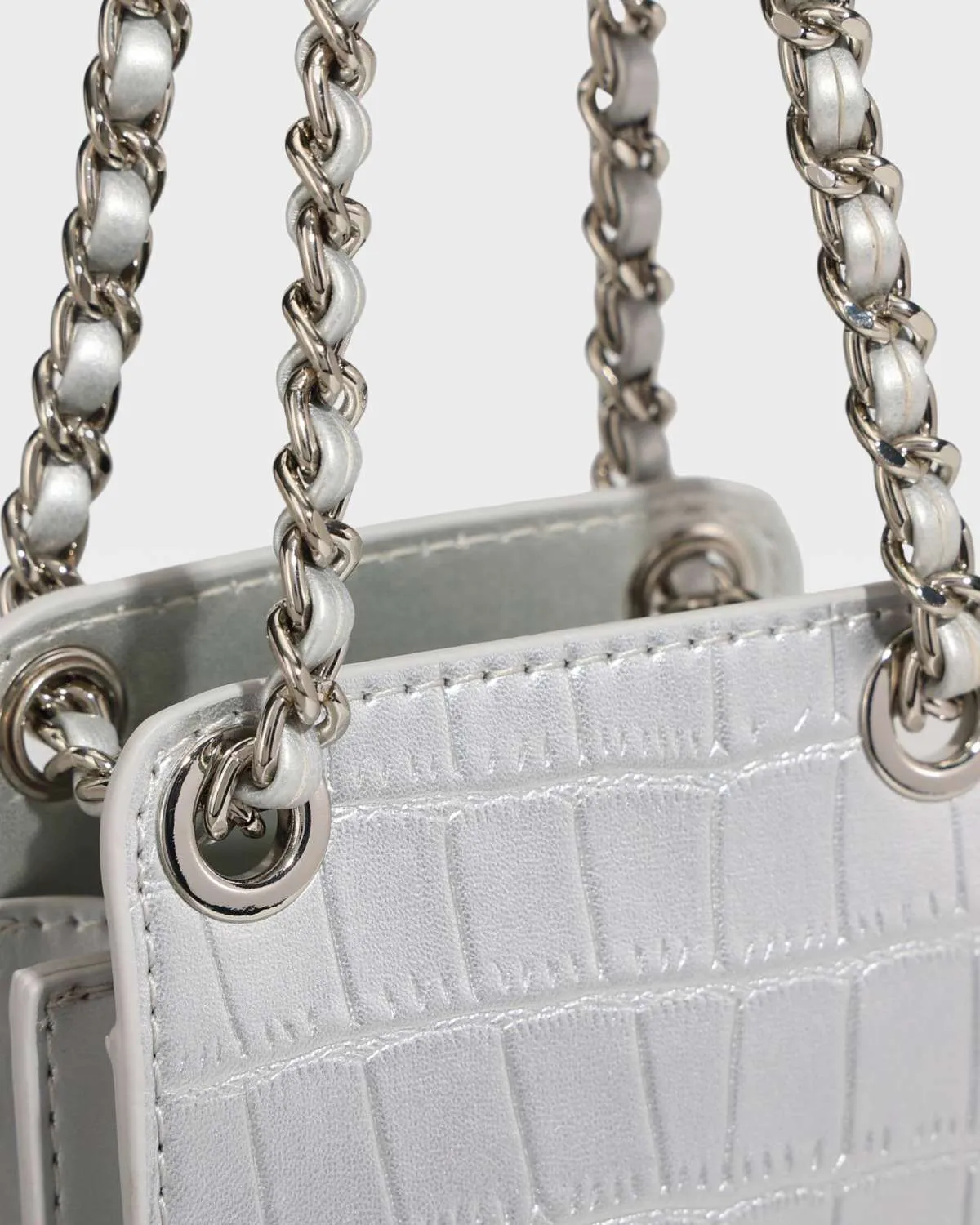Phone Messenger Bag in Silver