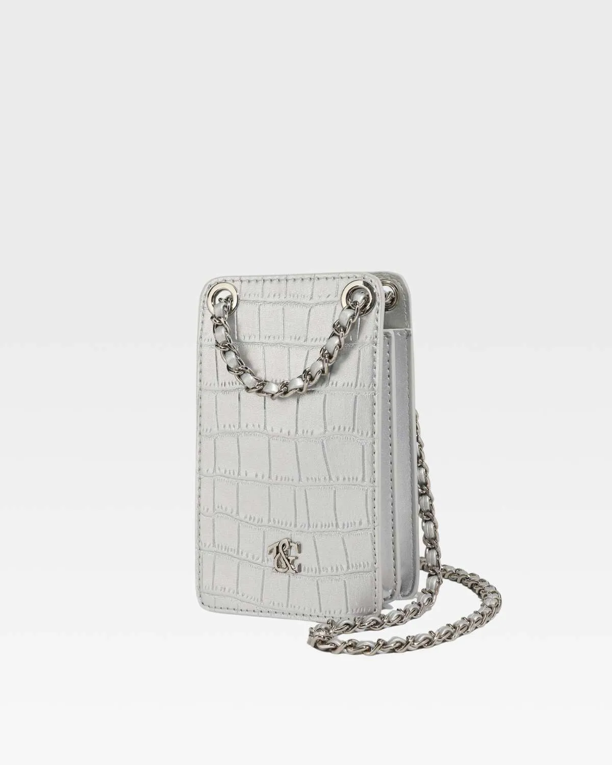Phone Messenger Bag in Silver