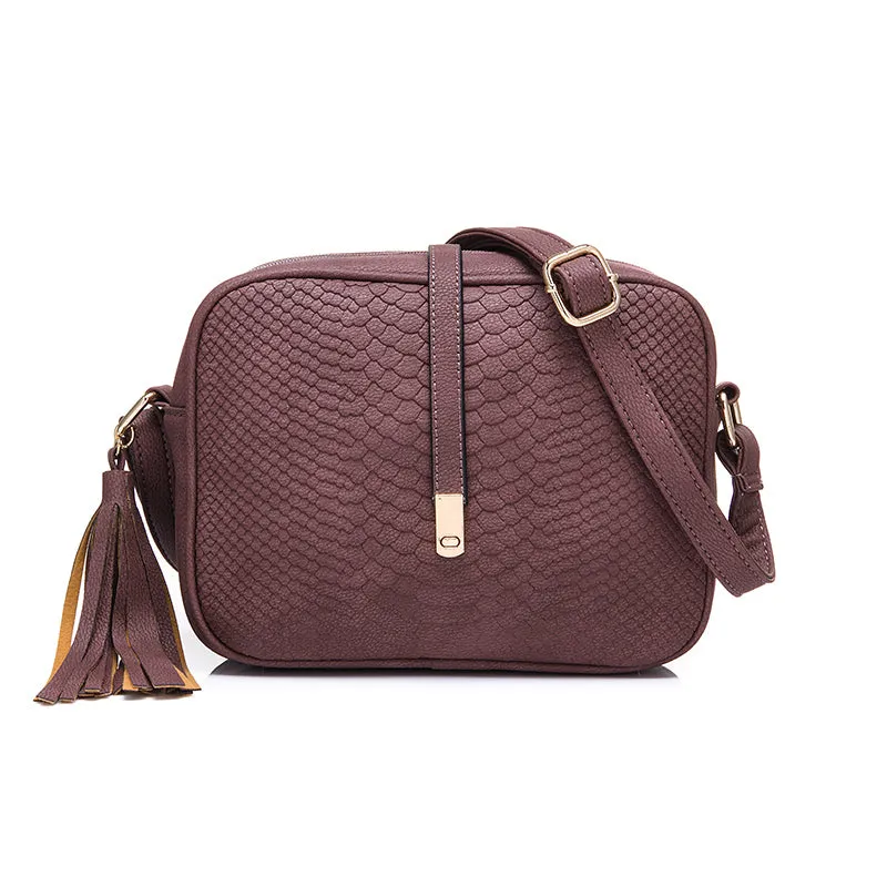 PU Leather Small Shoulder Bag with Tassel